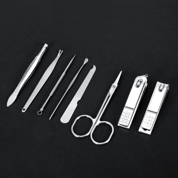 8 st nagelsaxar i rostfritt stål Cutter Clippers Set Fingernagel tånagel (svart)
