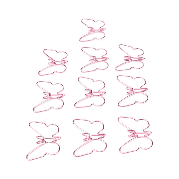 100 stk formet papir klips rosa sommerfugler form metall søt stil lett bærbar kontor klips for dokument