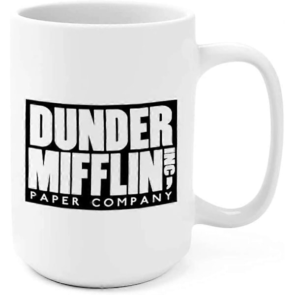 The Office TV-sarjan kahvimuki - Mikroaaltouunin ja astianpesukoneen kestävä keraaminen hauska kuppi (Dunder Mifflin)