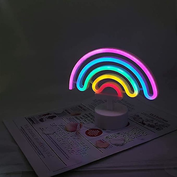 1 st Regnbåge neonskylt med bas, USB- eller batteridriven, för sovrum, lekrum, bar, festdekoration