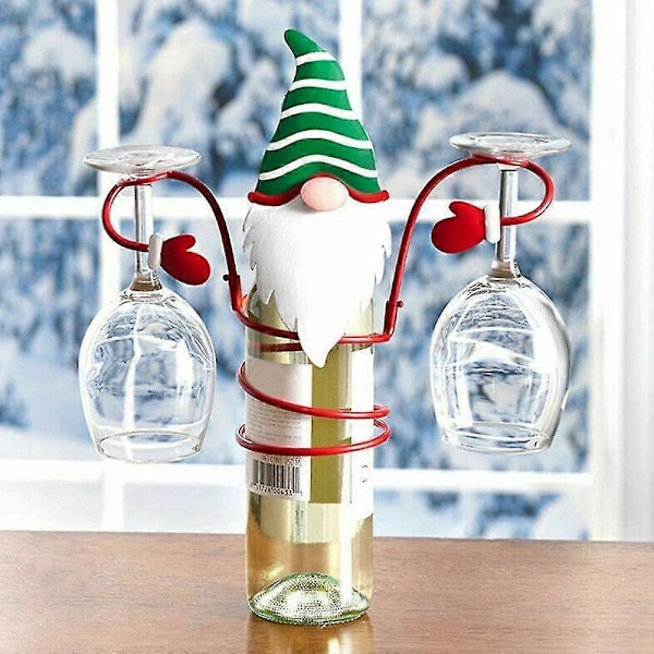 Julefrokost Dekoration Julemand Vinflaske & Glas Holder Stativ