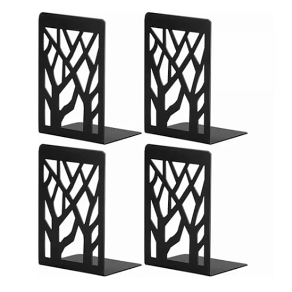 2 paria Tree Design Kirjan pää, rautainen retromusta koristeellinen kulutusta kestävä kirjatulppa kouluun