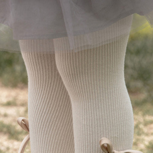 Barn Bow Leggings Kammad Bomull Fashionabla Söt Flicka Bow Footed Strumpor Beige XL Lämplig För 6‑8 År Gammal