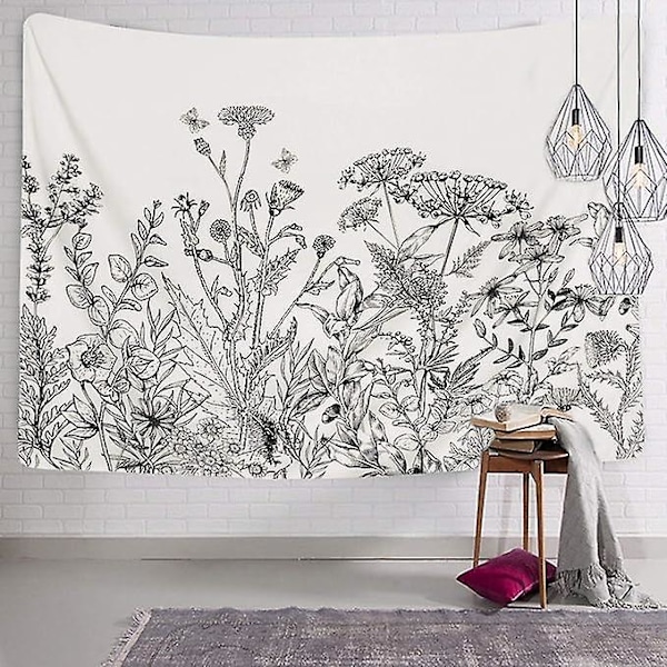 Blommig väggbonad med vilda blommor, växtbonad med natursceneri, lämplig för vardagsrum, sovrum, studentrum, heminredning