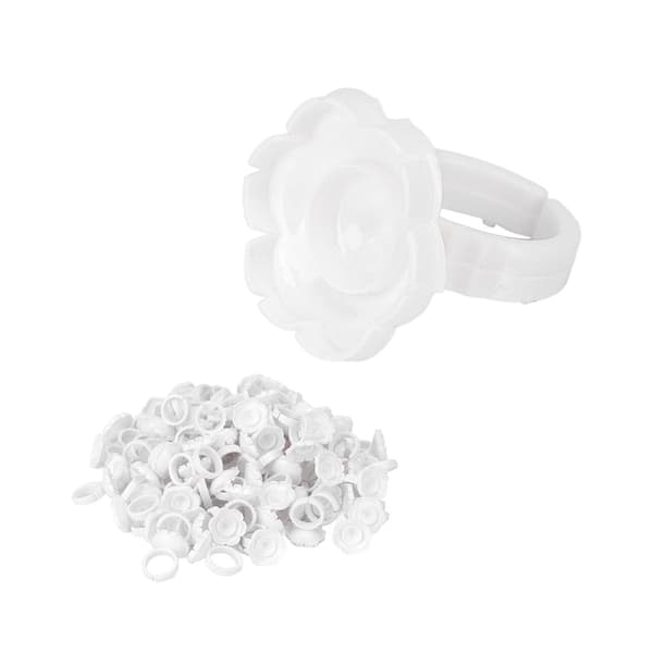 100 st blomlimringar ögonfransförlängningslimkoppar verktygshållare för ögonfransförlängningar Vit