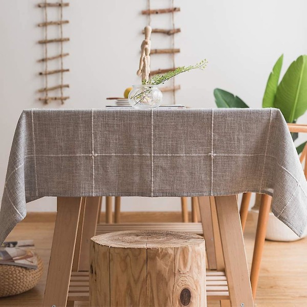 Optimerad titel: Massivt broderad bomullslinneduk för rektangulära bord (135x135 cm, grå)