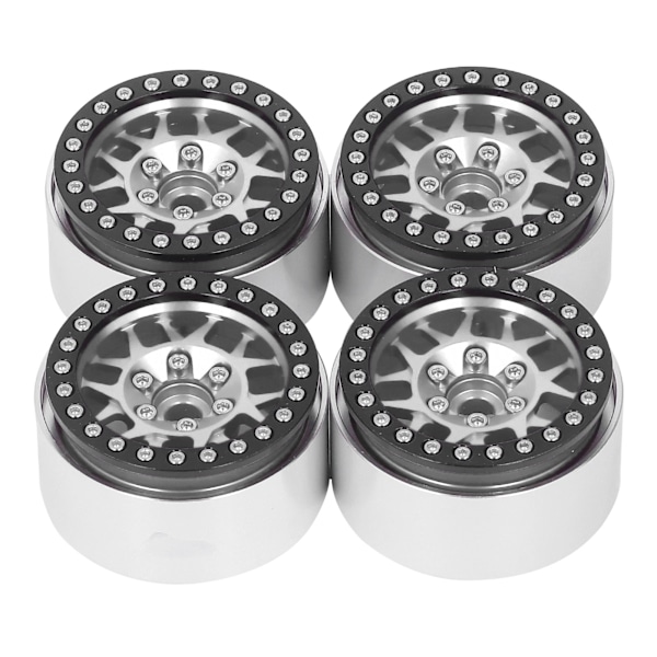 4 stk 1,9 tommers RC Beadlock felger i aluminiumlegering for Axial SCX10 90046 AXI 03007 1/10 RC Crawler Sølv