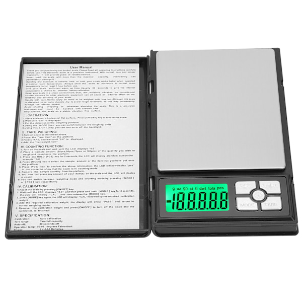 Digital lommeskala Mini bærbar BDS 1108‑1 Elektronisk vekt for å veie gull og smykker 1 kg/0,1 g