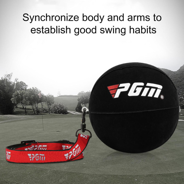 Svart justerbar golfsvingtränare med hög elastisk rem med PVC-hållningskorrigeringsboll