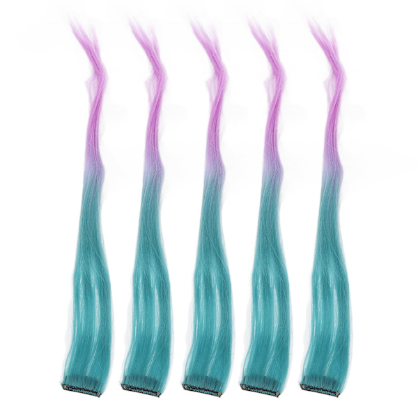 10 stk Highlights hårstykke Lang rett gradient utsøkt stilig hårstykke klips for cosplay-arrangementer Halloween-fester grønn lilla