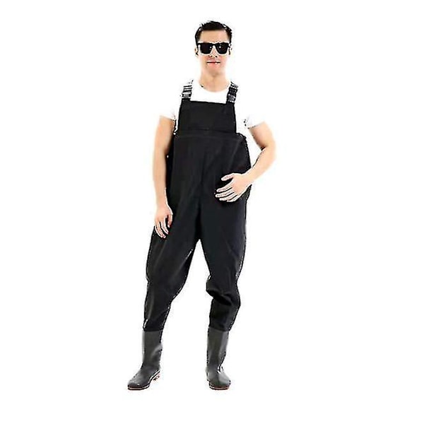 Black Waterproof Fishing Waders with Lightweight Pants and Boots for Men and Women