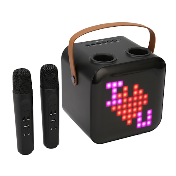 Bärbar Karaoke Högtalarsystem Karaoke Maskin med 2 Trådlösa Mikrofoner Typ C Bluetooth Högtalare med RGB Ljus