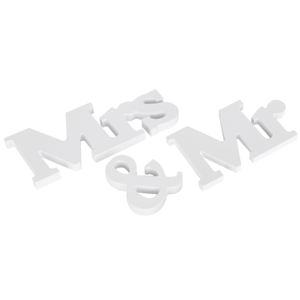 Mr&Mrs Treddekorasjoner for Bryllup Valentinsdag Romantisk Ornament Tykkelse 1,2 cm