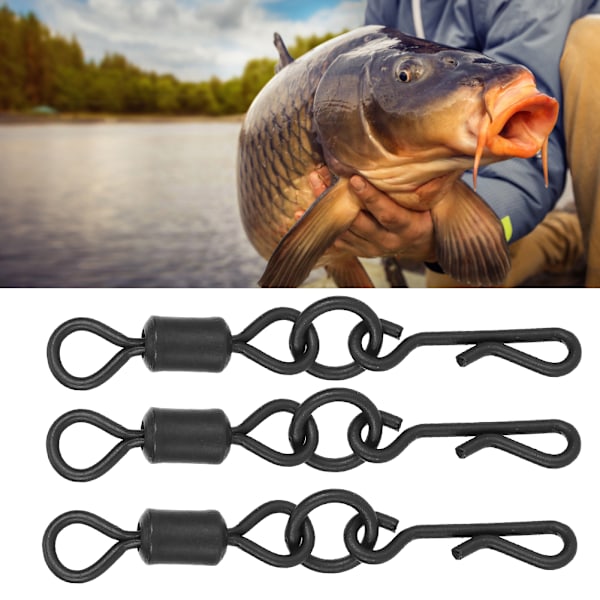 40 st Q-formade karpfiskesvirvlar Rullring Snap Connector Rostfritt stål fiskekrokredskap