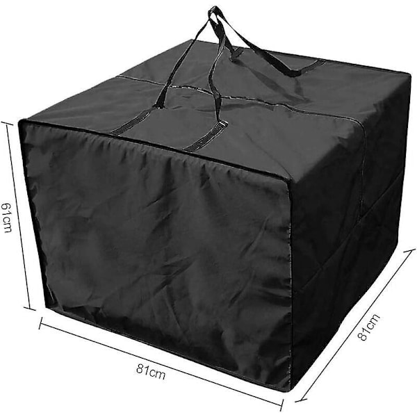Oppbevaringspose for puter - Slitesterk 210D oppbevaringspose for hageputer, utendørs putetrekk med glidelås, håndtak og kapasitet 81 x 61 cm - Svart