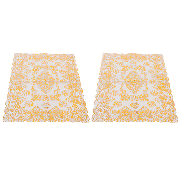 2ST 30cmx45cm PVC Bordsmatta Guld Placestabletter Koppunderlägg Pad Kök Bröllopsdekoration Stil 4