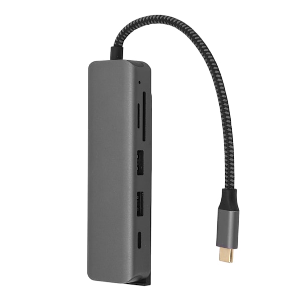 USB C -keskitin, moniporttisovitin, 5 Gbps:n siirto, 100 W:n PD-lataus, 4K UHD, 6-in-1 USB C -sovitin säädettävällä jalustalla