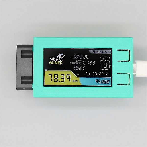 Nerdminer V2 Pro 78KH/S Mini Bitcoin Miner kotelolla ja tuulettimella, 5W teho, BTC Solo Mining Machine, musta