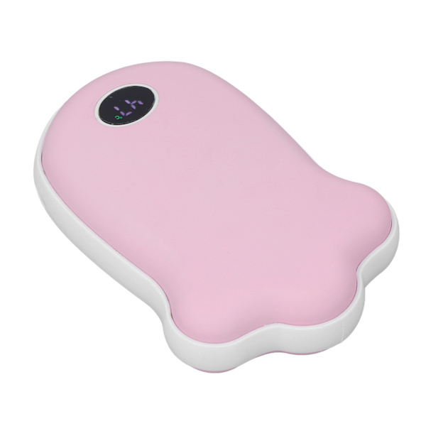 USB uppladdningsbar handvärmare Cat Paw med LCD-skärm Dubbelsidig uppvärmning 2 nivåer justerbar handvärmare Power Bank för telefon Rosa