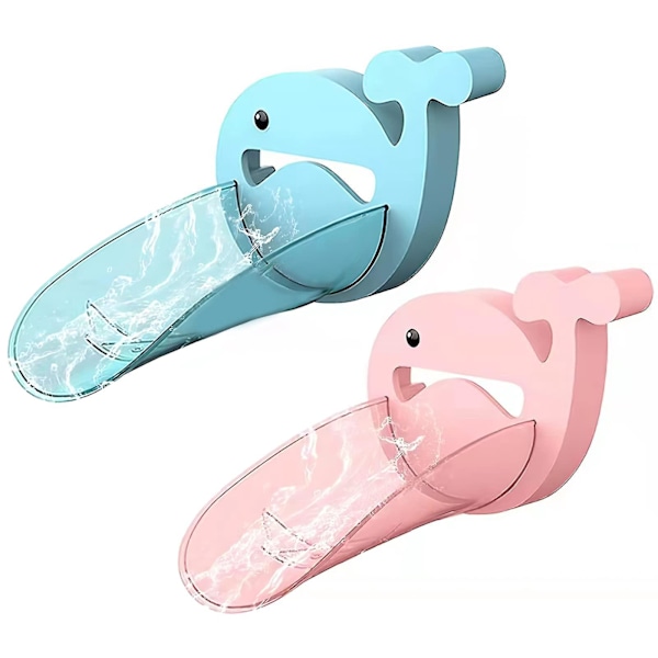 Kranförlängare Set med 2 Blå och Rosa Badrumstillbehör för Barn Enkel Montering Sänka Adapter med Cartoon Krabba Design