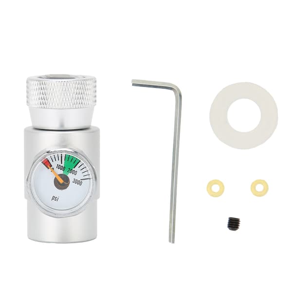 CO2 påfyllningsadapteranslutning Gasregulator Silver Soda ASA med 3000psi tryckmätare