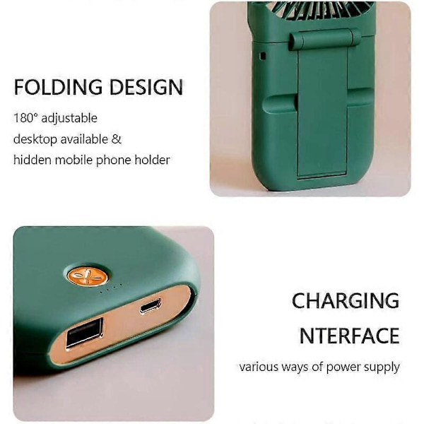 3000mAh Ladattava Kannettava Mini-tuuletin 3 Nopeudella, Tehokas Ulkokäyttöön Tarkoitettu Mini-tuuletin Pieni Pöytätuuletin Matkalle Toimistoon Kouluun (Vihreä)