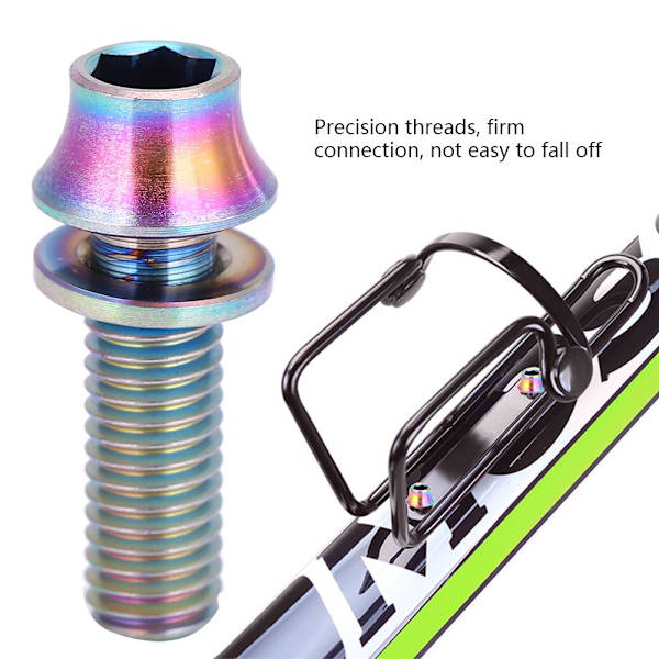 Cykel titaniumlegering vandflaskeholder skruebolt M5x12/16mm med skive (Rainbow M5x16)