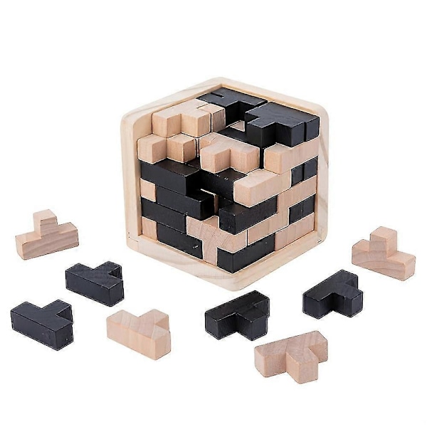 3D Træpuslespil IQ Hjernevrider 54t Cube Træ Sammenfletningsspil Jigsaw Intellektuel Læring Pædagogisk Puslespil Entusiaster Legetøj Børnegave Zekai