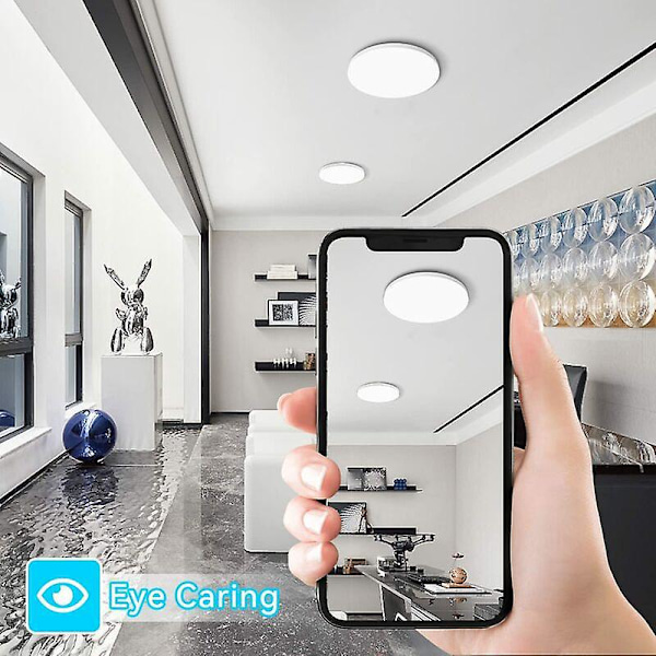 Moderne LED Taklampe, 18W Stue Taklampe 6000K Kald Hvit 1700K Rund Bad Taklampe Barne/Voksen Soverom Taklampe for Kjøkken