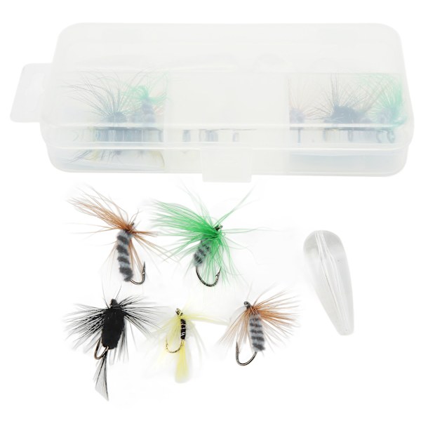 Fluefiske Fluer Kit Fluefiske Agnsats med Kasterkrok Svivel Plastperler Oppbevaringsboks