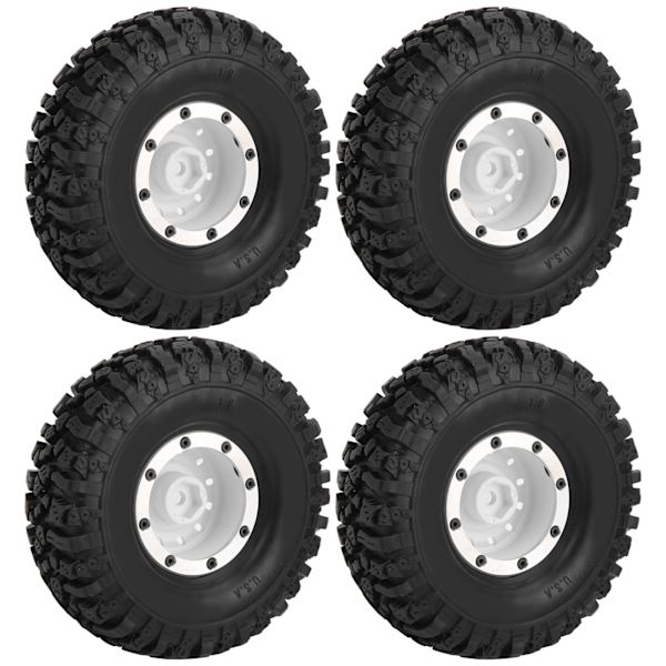 4 kpl 1/10 kauko-ohjattavan auton 1,9 tuuman alumiinivanteet ja 115 mm kumirenkaat RC-lisävarusteet, valkoinen