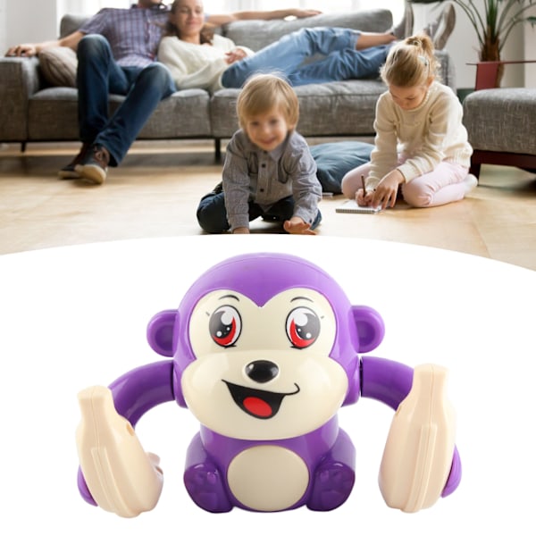 Elektrisk Flip og Head Monkey Toys Sensorisk Utviklings Tumbling Crawling Monkey Baby Toy med Lys og Musikk Lilla