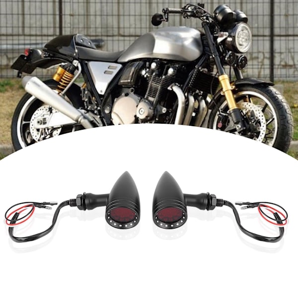2 stk. Motorcykel Modificeret Retro Blinklys LED Lys Indikator Advarselslampe Universal