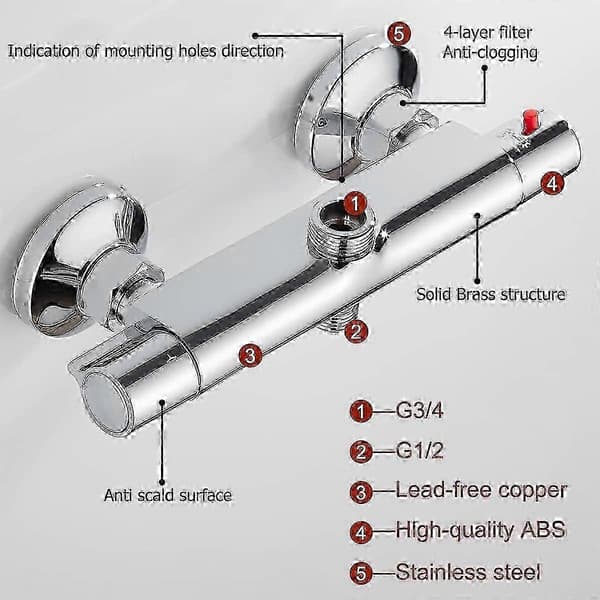 Grohe Starlight Chrome Thermostatic Shower Mixer, TurboStat technology offers fast and precise temperature control, compatible with all