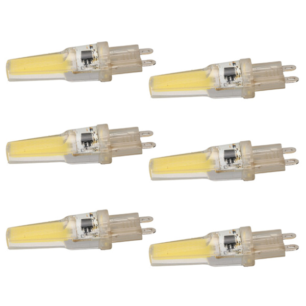 6st G9 LED-lampa COB Dimbar Professionell G9 LED-lampa Byte för vägglampor Bordslampor 220V vitt ljus