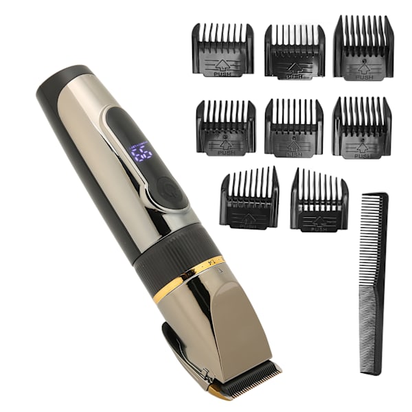 USB-hårklippare LCD Vattentät 2200mAh Litiumbatteri Hårtrimmer med 8 st Guide Comb