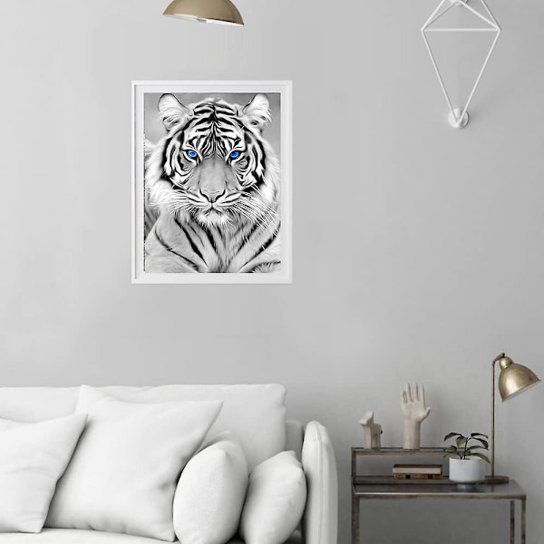 Tiger 5D diamond painting kodin sisustukseen - täystimanttikirjonta ristipisto, 30 x 40 cm