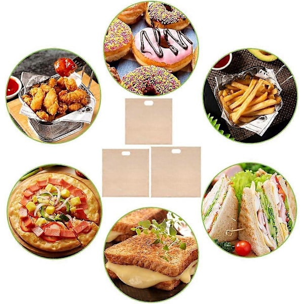 Toasterpose, Genanvendelige Toast Sandwich Poser FDA Godkendt Varmebestandig Non-Stick i 3 Forskellige Størrelser 6 Stykker