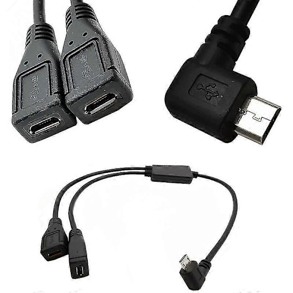 Micro USB -jakokaapeli, 5-nastainen uros - 2 naaras Y-jakolaturikaapeli oikea käännös