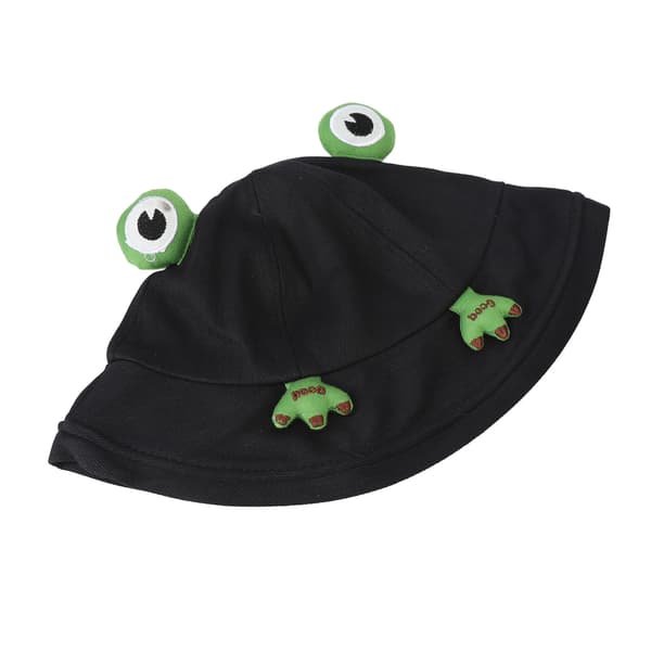 Bomuldsbøllehat Unisex Trendy UV-beskyttelse Bred skygge Dyreform Justerbar Sommer Strandhat Sort