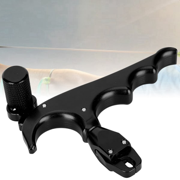 Metall 4-finger bueutløser Caliper Tommel Trigger Grip Jakt Skyting Tilbehør Svart