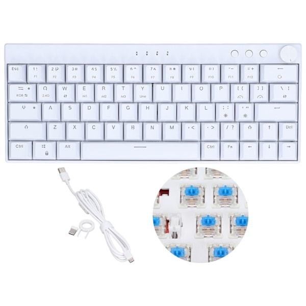 Mekanisk tastatur 64 taster Plus RGB 3 tilstande knap design ergonomisk layout 4 switch valgfri hvidt tastatur til IOS blå switch