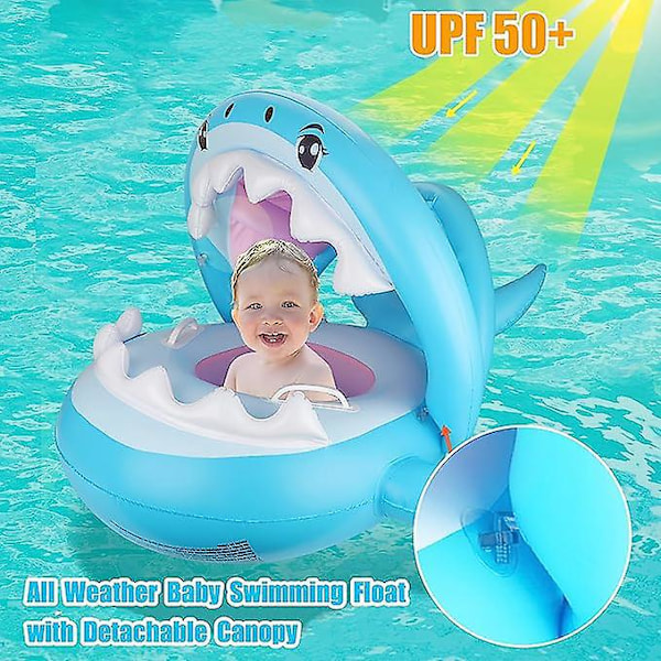 Uppblåsbar Babypool Float med Solskyddstak - Rolig Sommarvattenleksak för Bebisar (6-36 Månader)