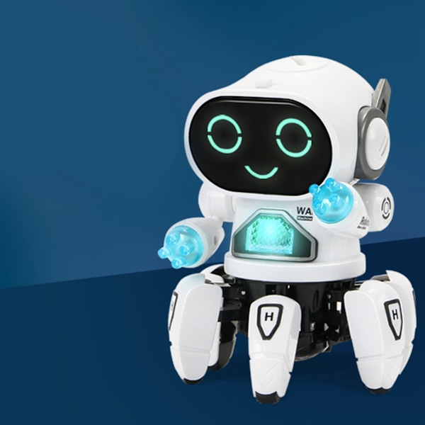 Robotleketøy Seks Klør Plast Intelligent Dansende Syngende Lys Elektrisk Robotleketøy for Gutter Hvit