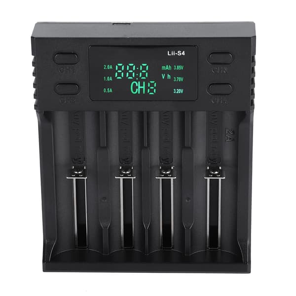 LiitoKala Lii S4 DC 5V2A Smart Batterioplader Fire Slots med Strømdisplay