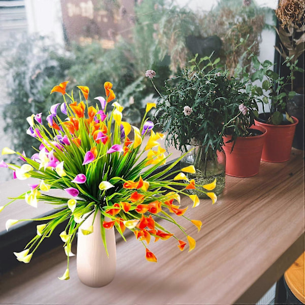 6 Stykker Kunstige Liljeblomster, Dekorative Plastblomster, Falske Plantebuketter Innendørs Utendørs Dekorasjon