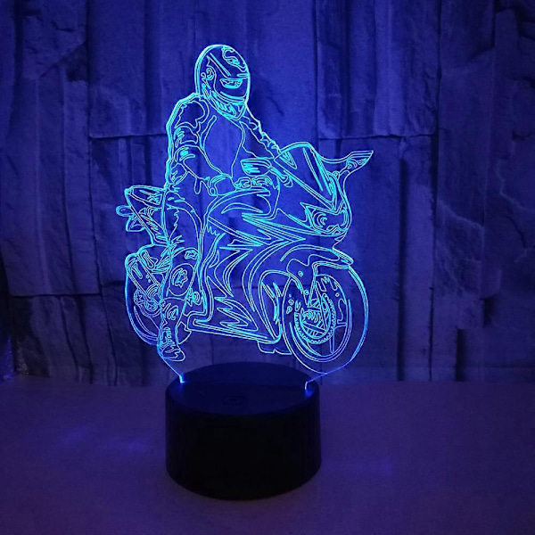 3D Motorcykel LED Lampa Art Deco Lampa LED-ljus Dekorationslampa Fjärrkontroll Touchkontroll 7/16 Färger USB-driven Barn Födelsedagspresent Jul Dec