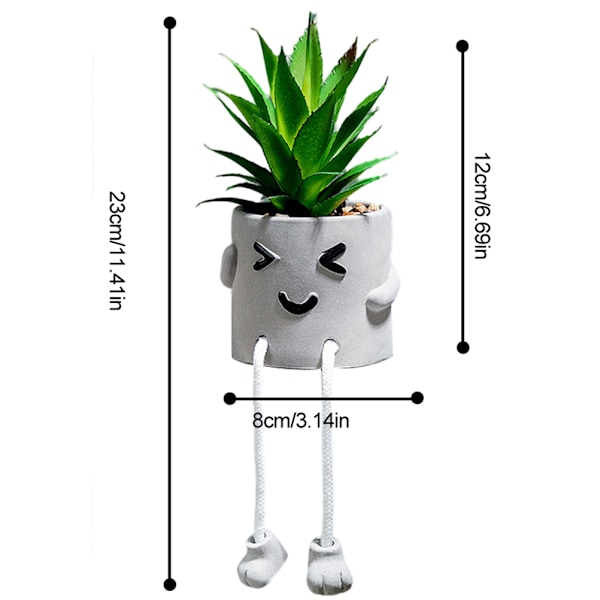 Kunstige planter pottede dekorationer lange ben dukke sukkulenter planter blomsterpotte søde udtryk pottede ornamenter til udendørs eller indendørs