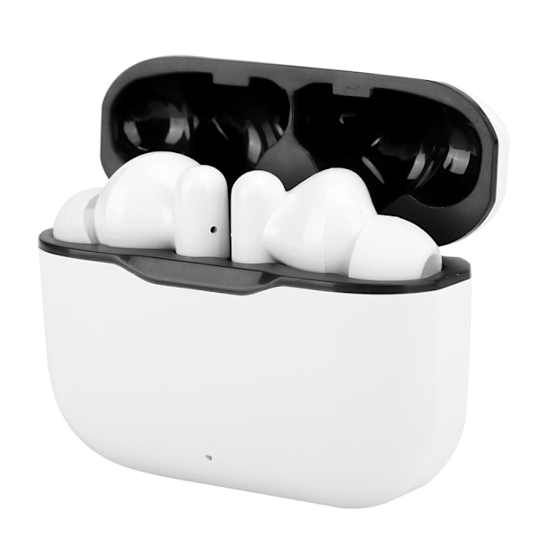 T06 Bluetooth 5.0-headset med laddningsbox, äkta trådlösa hörlurar, halv i örat, sport-hörlurar, vita med svarta
