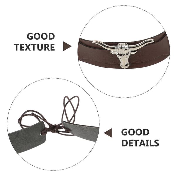 Cowboy Hat Band PU Strap for Men 5 Pcs Western Style Hat Bands